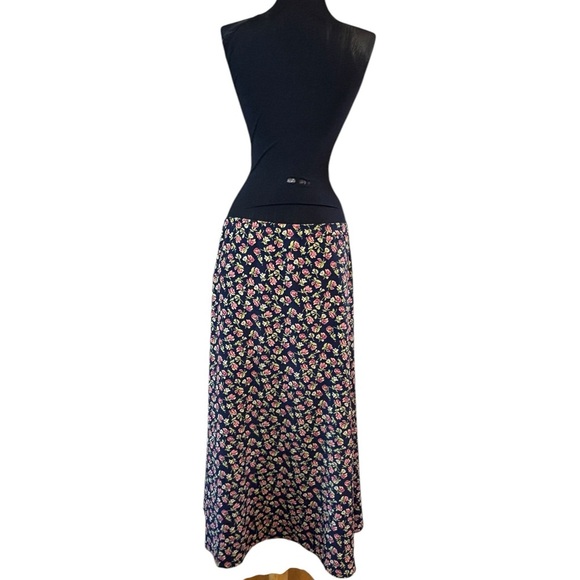 Vintage Pink and Blue Maxi Skirt A-Line Cocktail - Picture 4 of 11